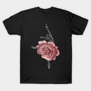 Ballet Dancer Ballerina Dance Floral Roses T-Shirt